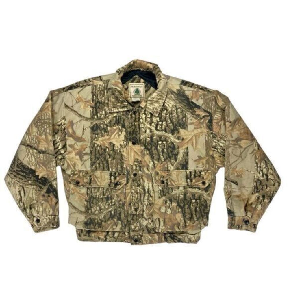 Northwest Territory Parka Jacket Mens Sz L Brown Camo Vintage‎ Hunting Insulated